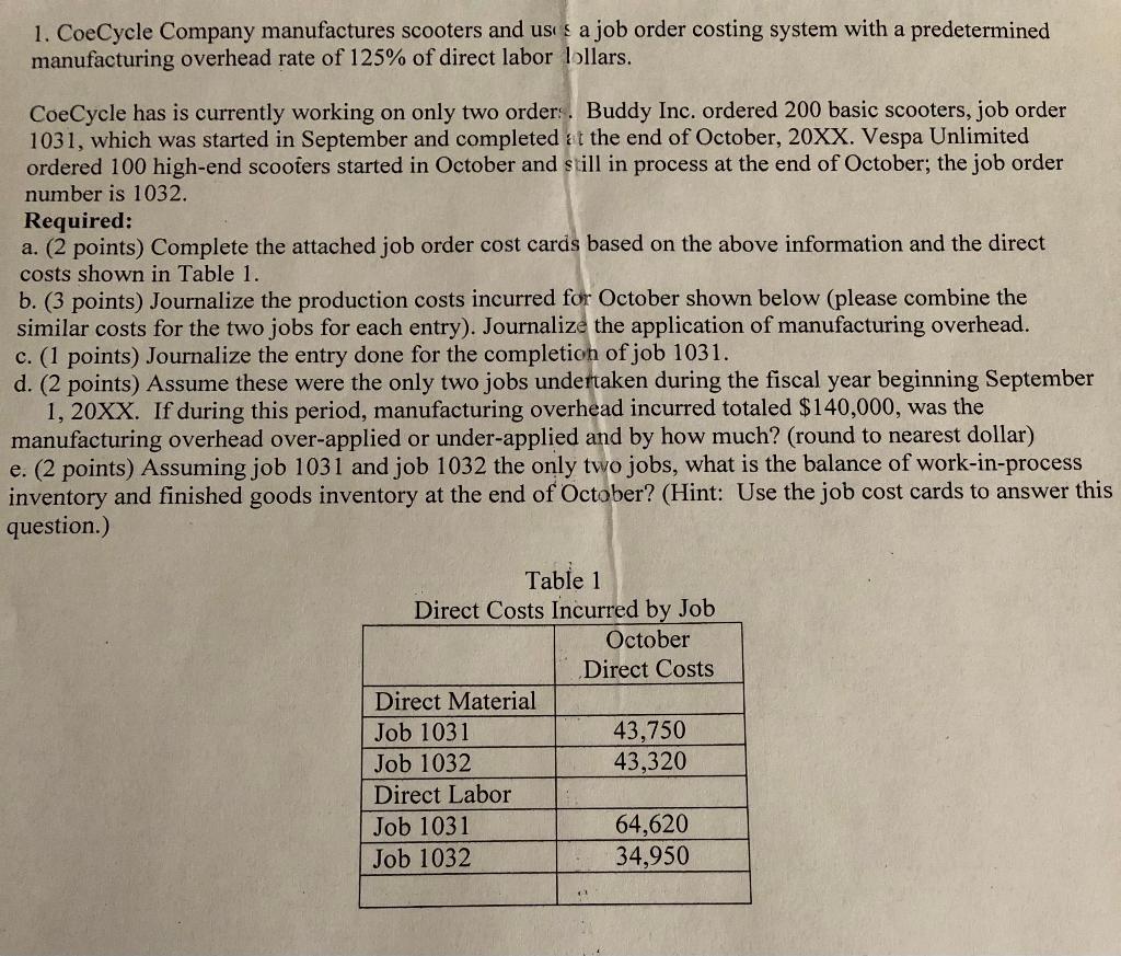  PLEASE SOLVE PARTS A, B, C, D and E 1. CoeCycle