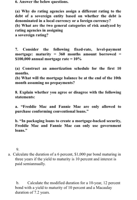 need this with work shown 6. Answer the below questions. (a)