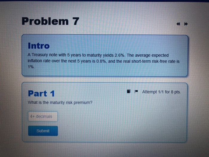  Problem 7 Intro A Treasury note with 5 years to maturity