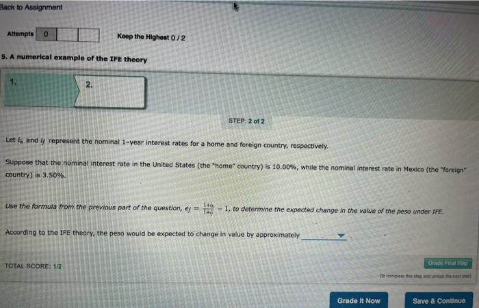  Back to Assignment Attempts o Keep the Highest 0/2 5. A