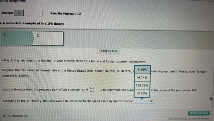 numerical example of the IFE theory 1. 2. STEP: 2 of 2