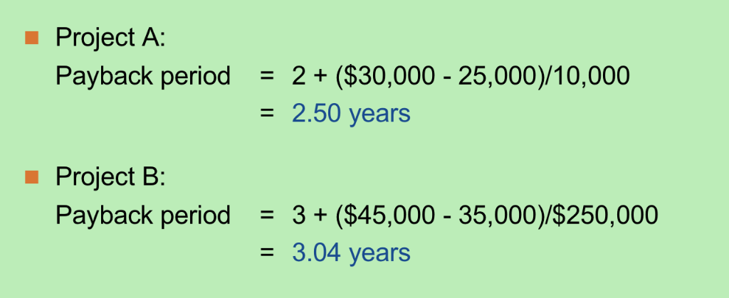 Products, Inc. imposes a payback cutoff of 3 years for its international