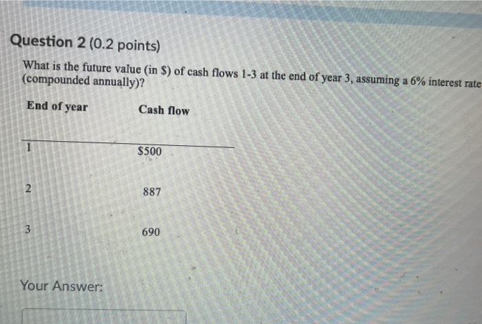  Question 2 (0.2 points) What is the future value (in $)