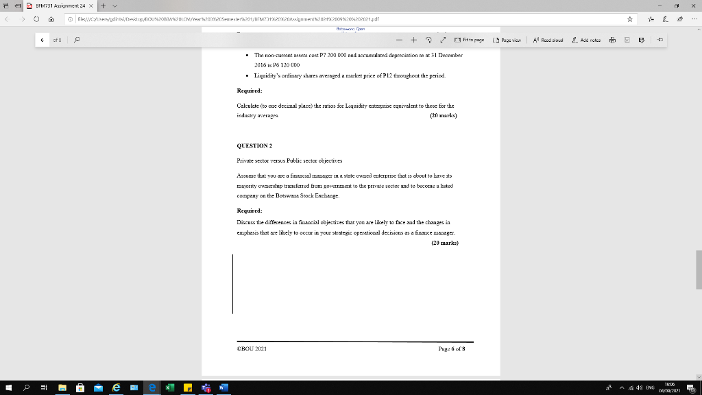  1 X BFM731 Assignment 24 x + V o file:///users/dirts DesktopOU