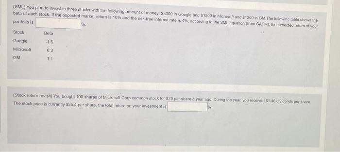 common stocks over a one-year period Probability Returns Google ATT 0.1 -20%