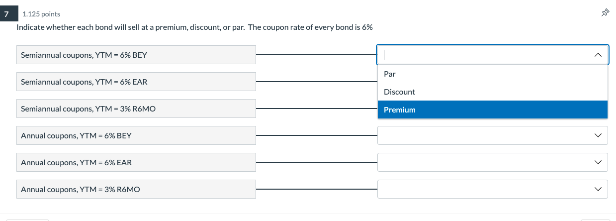 All the pull down options are the same for each row. 7