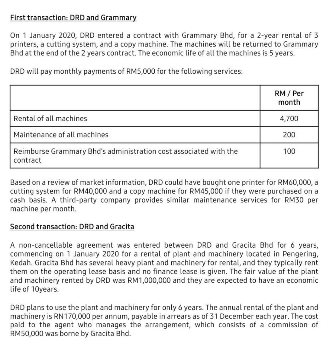 show the journal for two transaction First transaction: DRD and Grammary