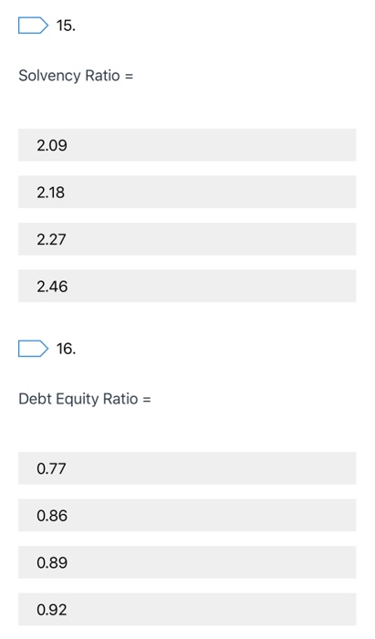the following ratios from the information sheet and balance sheet that are