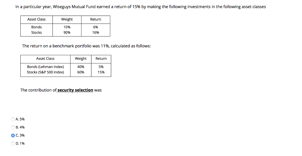  In a particular year, Wiseguys Mutual Fund earned a return of