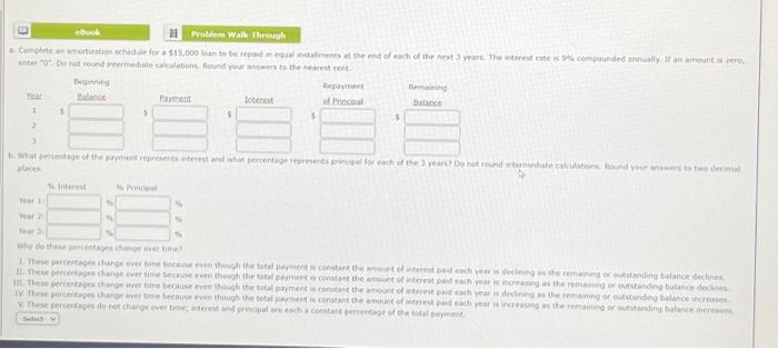  8 Problem Walk-Through a. Complete an amortization schedule for a $15,000