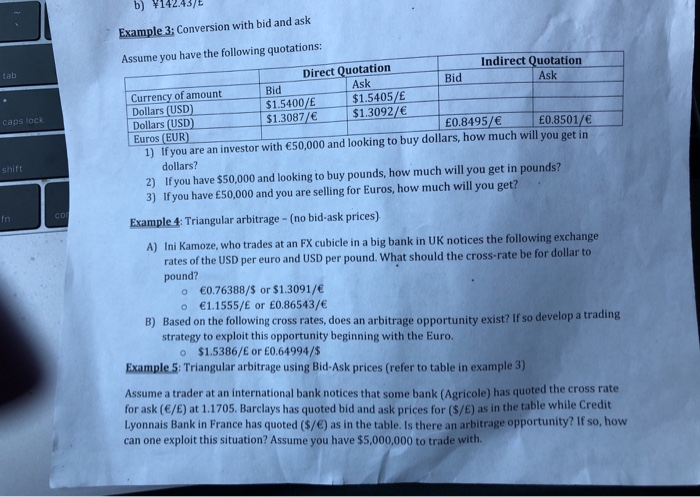  answer #5 pls b) 142.43/E Example 3: Conversion with bid and