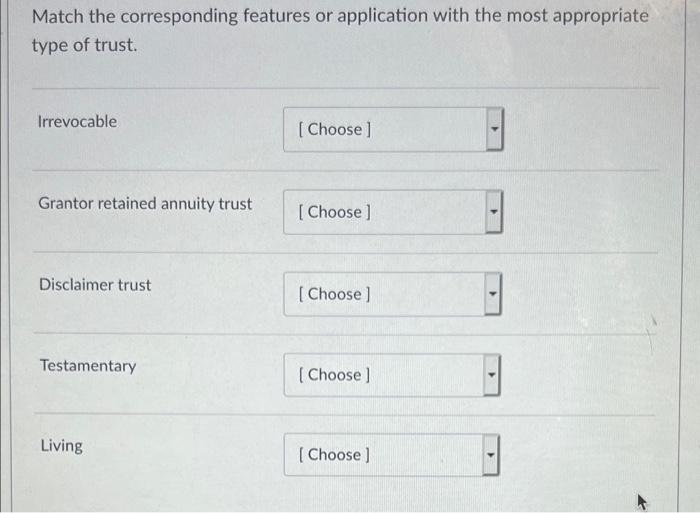  Match the corresponding features or application with the most appropriate type