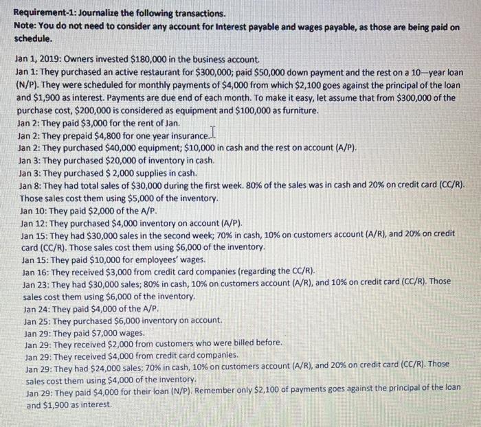 being paid on schedule, Jan 1, 2019: Owners invested $180,000 in the