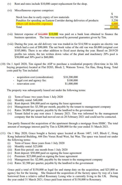 Choi (Tim) and Grace Lam (Grace) have recently appointed your firm, Nelson