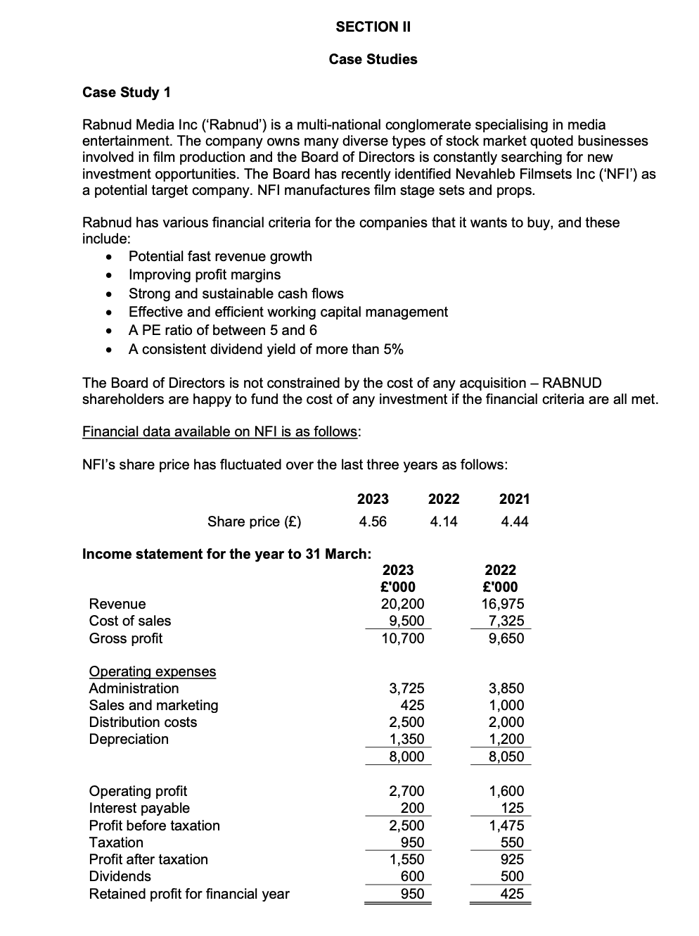  Case Study 1 Rabnud Media Inc ('Rabnud') is a multi-national conglomerate