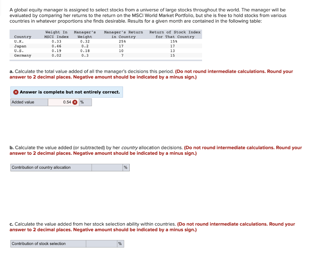 Question 6 A global equity manager is assigned to select stocks from