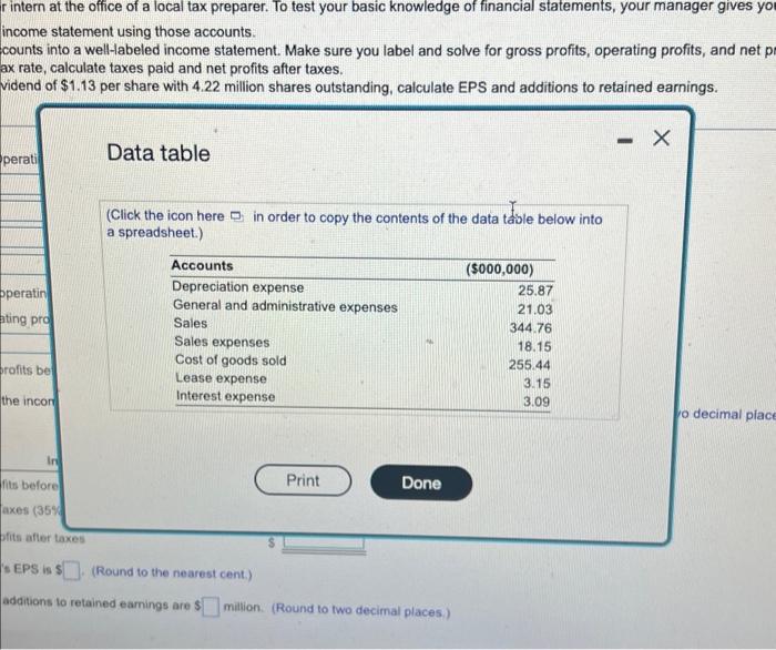 a local tax preparer. To test your basic knowledge of financial stalements,