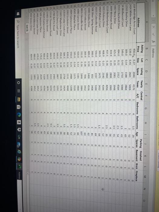 of bedrooms, and the number of bath- rooms. A sample of 61