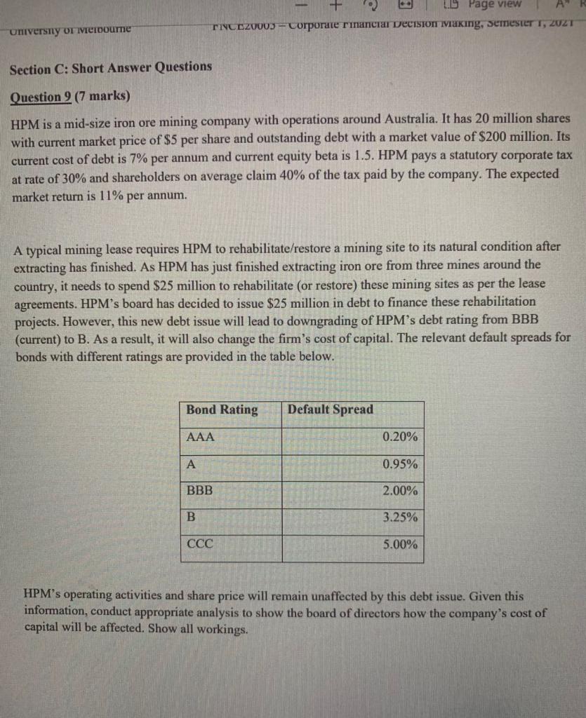 Short answer question. HPM is a mid-size iron ore mining company with