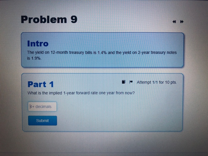  Problem 9 HEH Intro The yield on 12-month treasury bills is