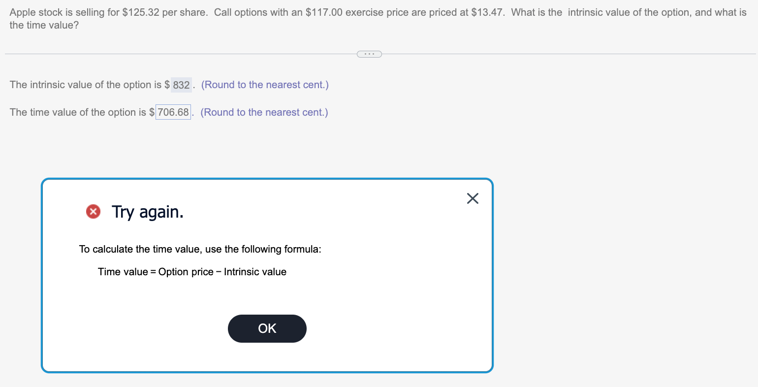 PLEASE ANSWER FOR THE TIME VALUE USING THE FORMULA BELOW Apple stock