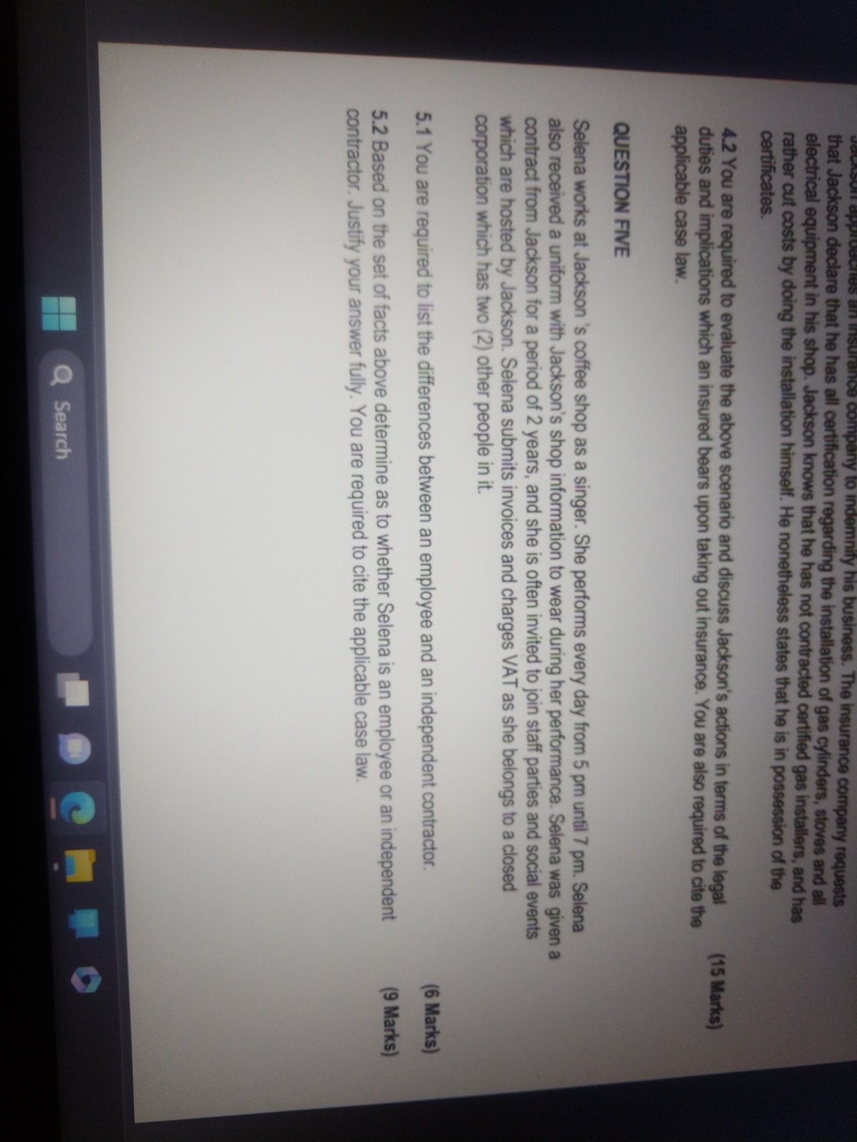 that Jackson declare that he has all certification regarding the instalta.