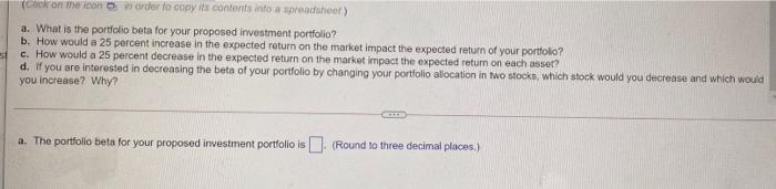 portfolio comprised of equal investments in each of four different stocks. The