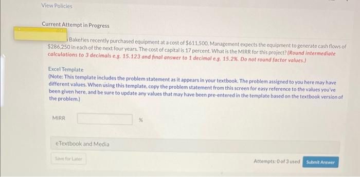  Current Attempt in Progress Bakeries recently purchased equipment at a cost