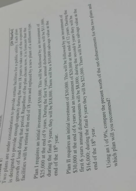 Two plans are under consideration to provide certain facilavies for a