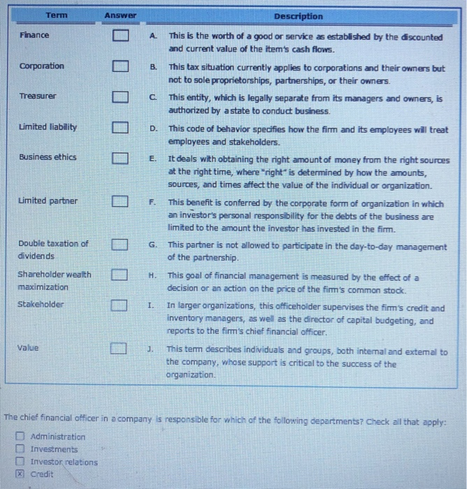  Match the terms relating to the basic terminology and concepts of