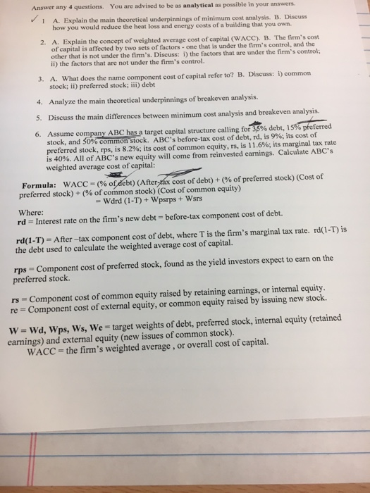  Answer any 4 questions. You are advised to be as analytical