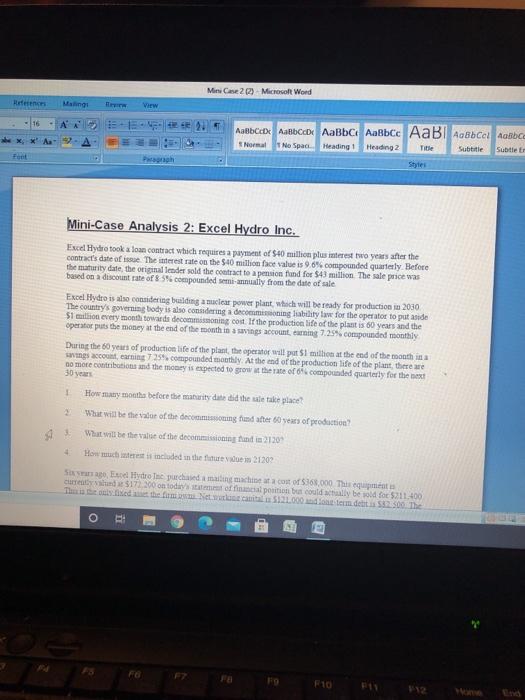  Mini Case 2) Microsoft Word re . cl Nora No Space