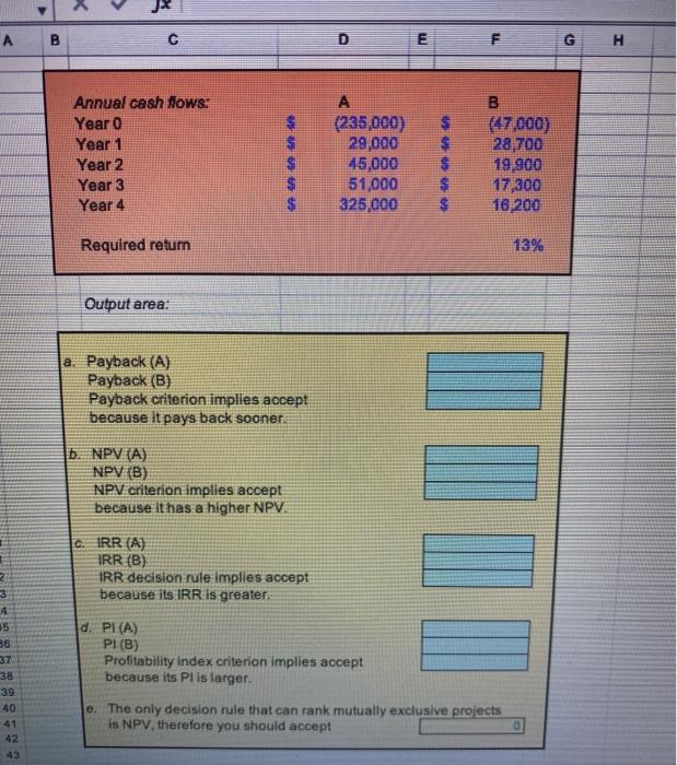  please label each answer C D E F GH Annual cash