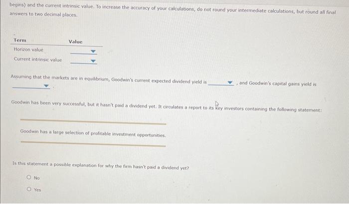 can show this through excel Goodwin Technologies, a relatively young company, has