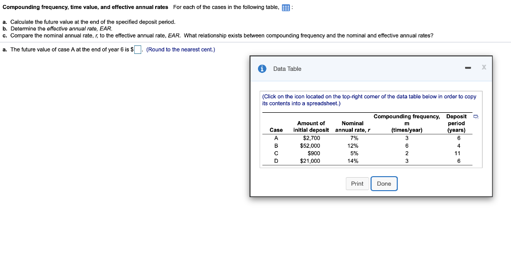 Plase answer A-C Compounding frequency, time value, and effective annual rates for