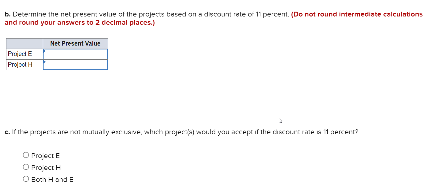 the purchase of earthmoving equipment. Project H represents an investment in a
