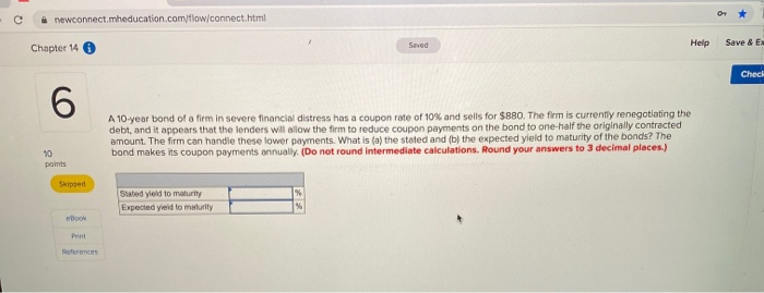  C newconnect.mheducation.com/flow/connect.html Chapter 14 Help Save & E Ched A 10
