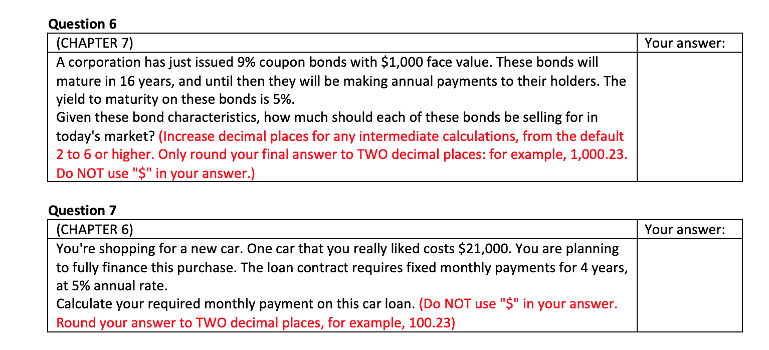 Your answer: Question 6 (CHAPTER 7) A corporation has just issued