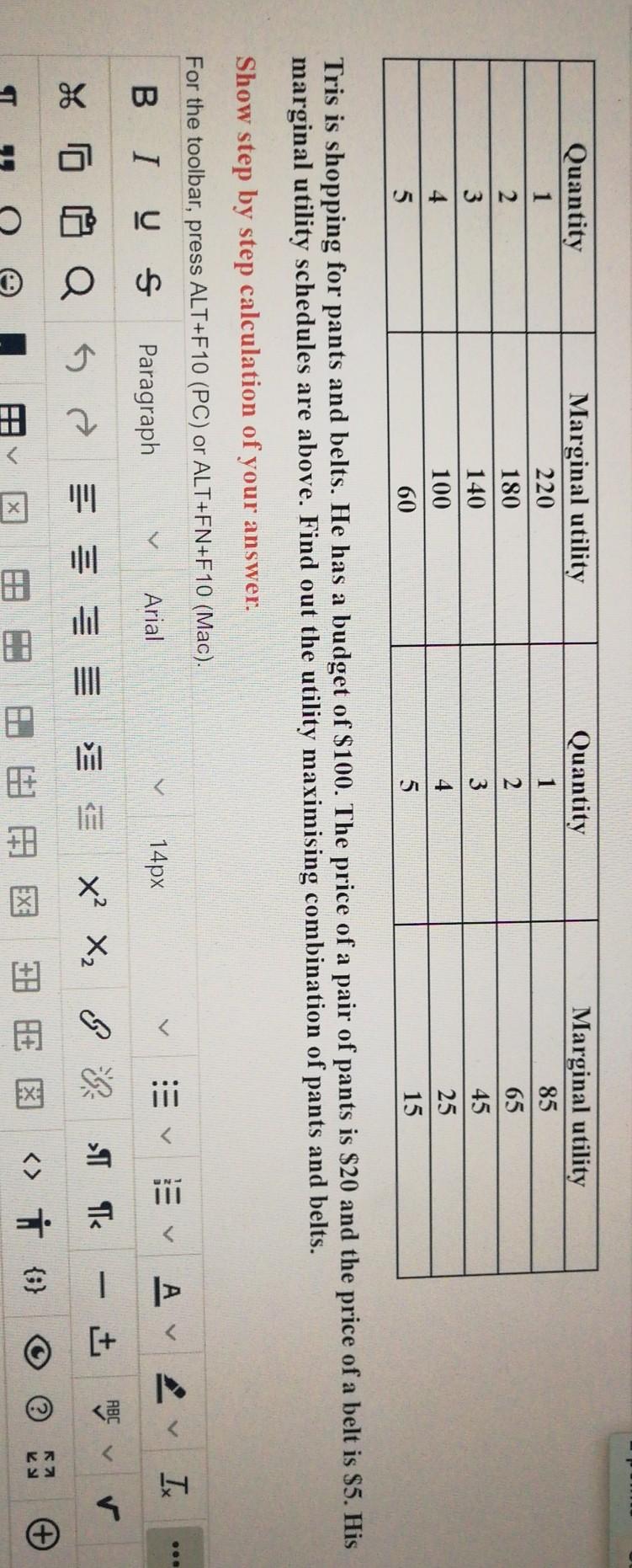  Quantity 1 2 Quantity 1 2 3 4 5 Marginal utility