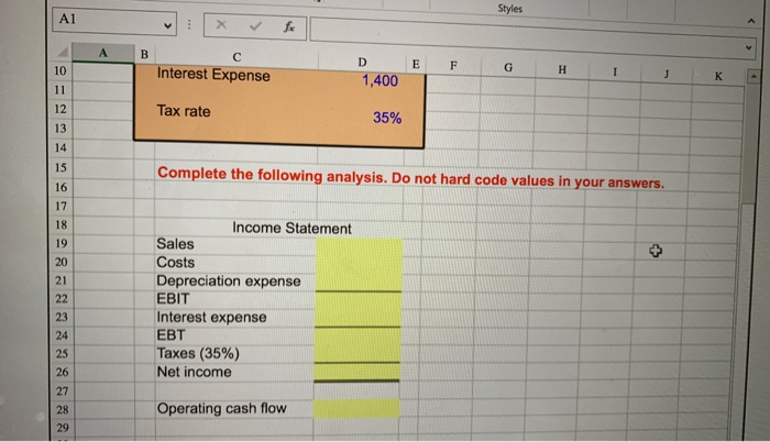 Inc., has sales of $39,500, costs of $18,400, depreciation expense of $1,900,
