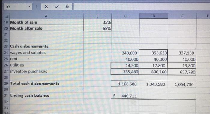 F 1 2 Allied Company Cash Budget 3 4 5 July August