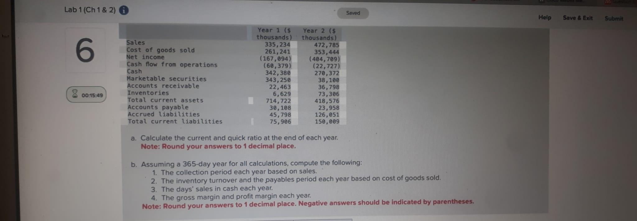  a. Calculate the current and quick ratio at the end of