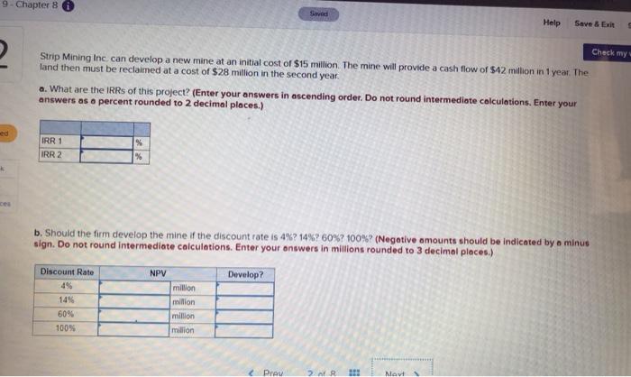  9 Chapter 8 0 Savnet Help Save & Exit 2 Check