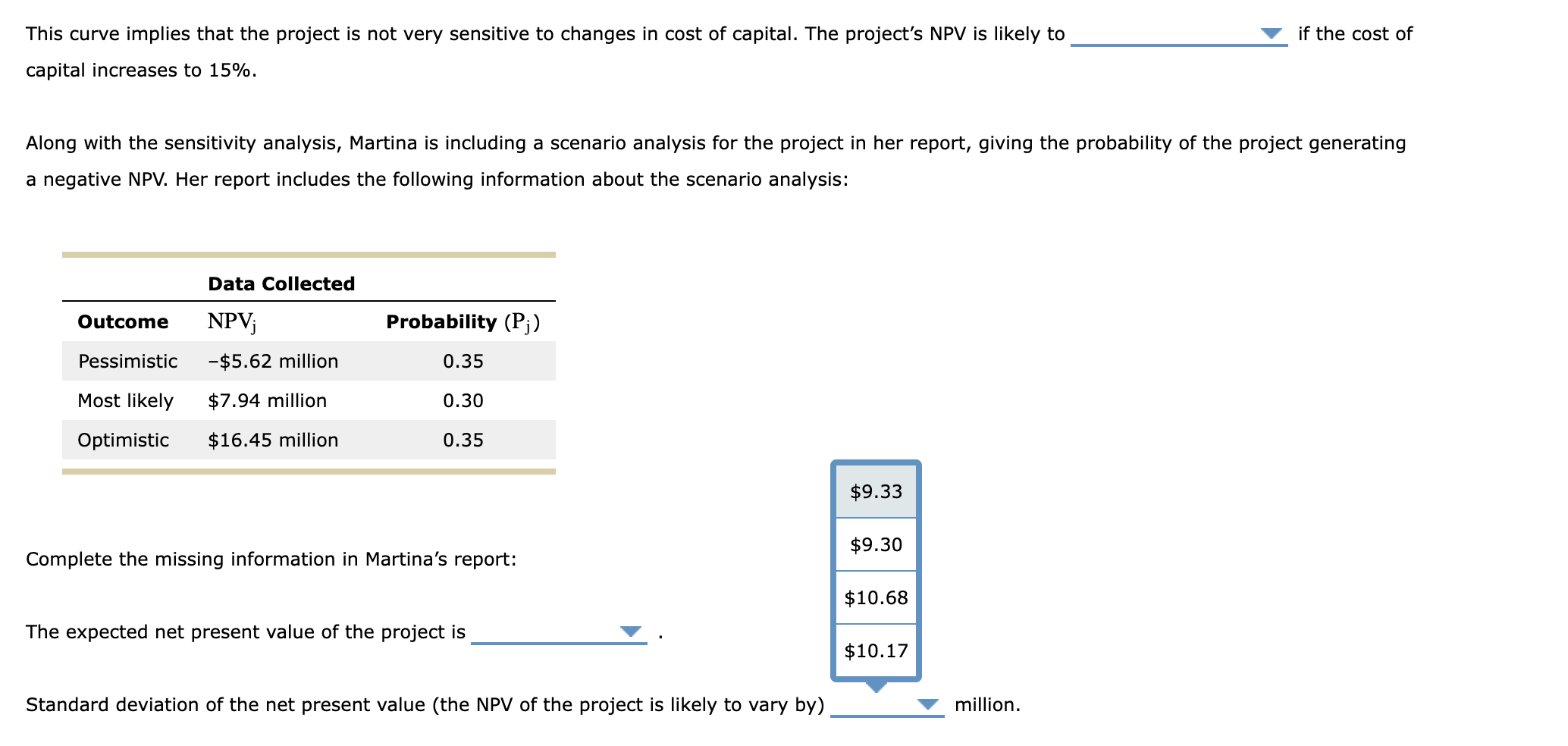 analysis technique to evaluate project risk. You would change in the model