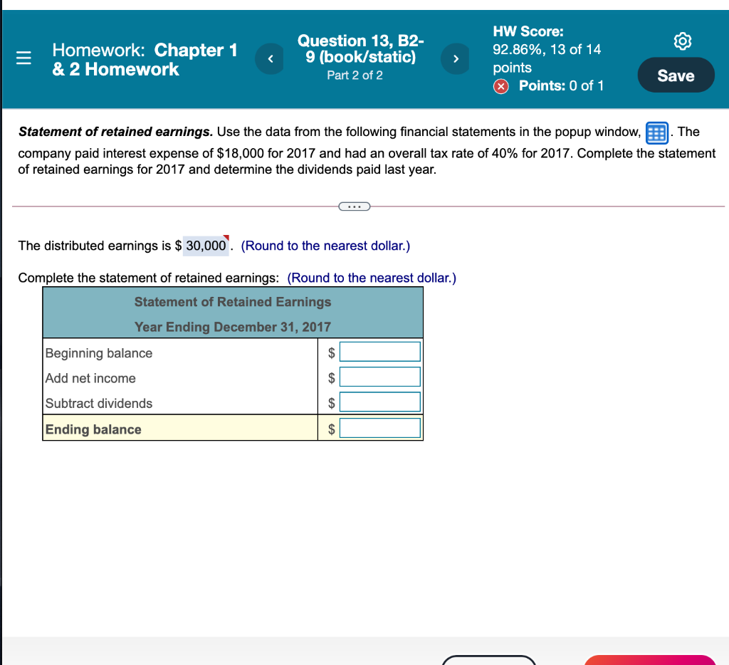  Homework: Chapter 1 & 2 Homework Question 13, B2- 9 (book/static)