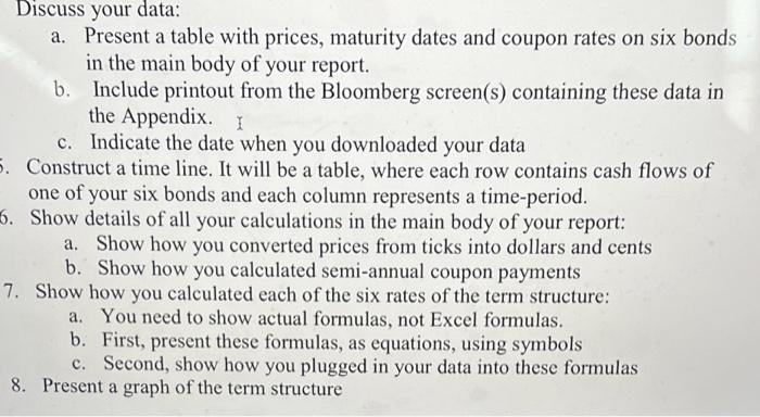  Discuss your data: a. Present a table with prices, maturity dates