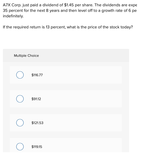 Please help me with this question, thank you! A7X Corp. just paid