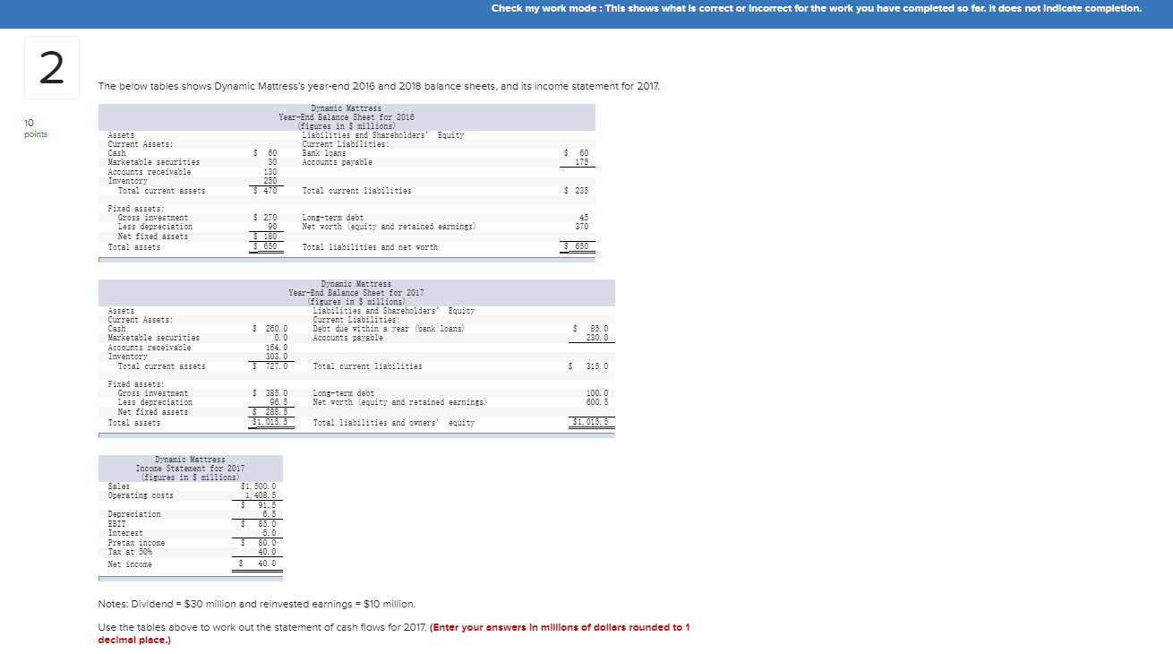 Check my work mode: This shows what is correct or Incorrect