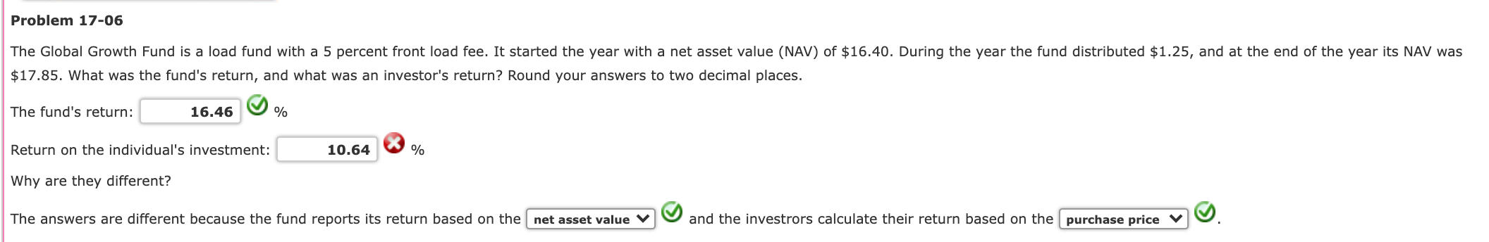 Problem 17-06 The Global Growth Fund is a load fund with