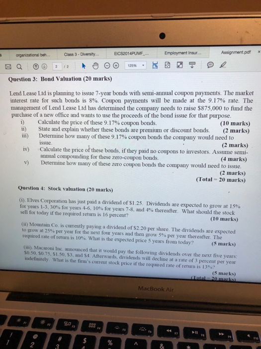  Please answer 3-4, needs to show workings no excel Assignment.pd x